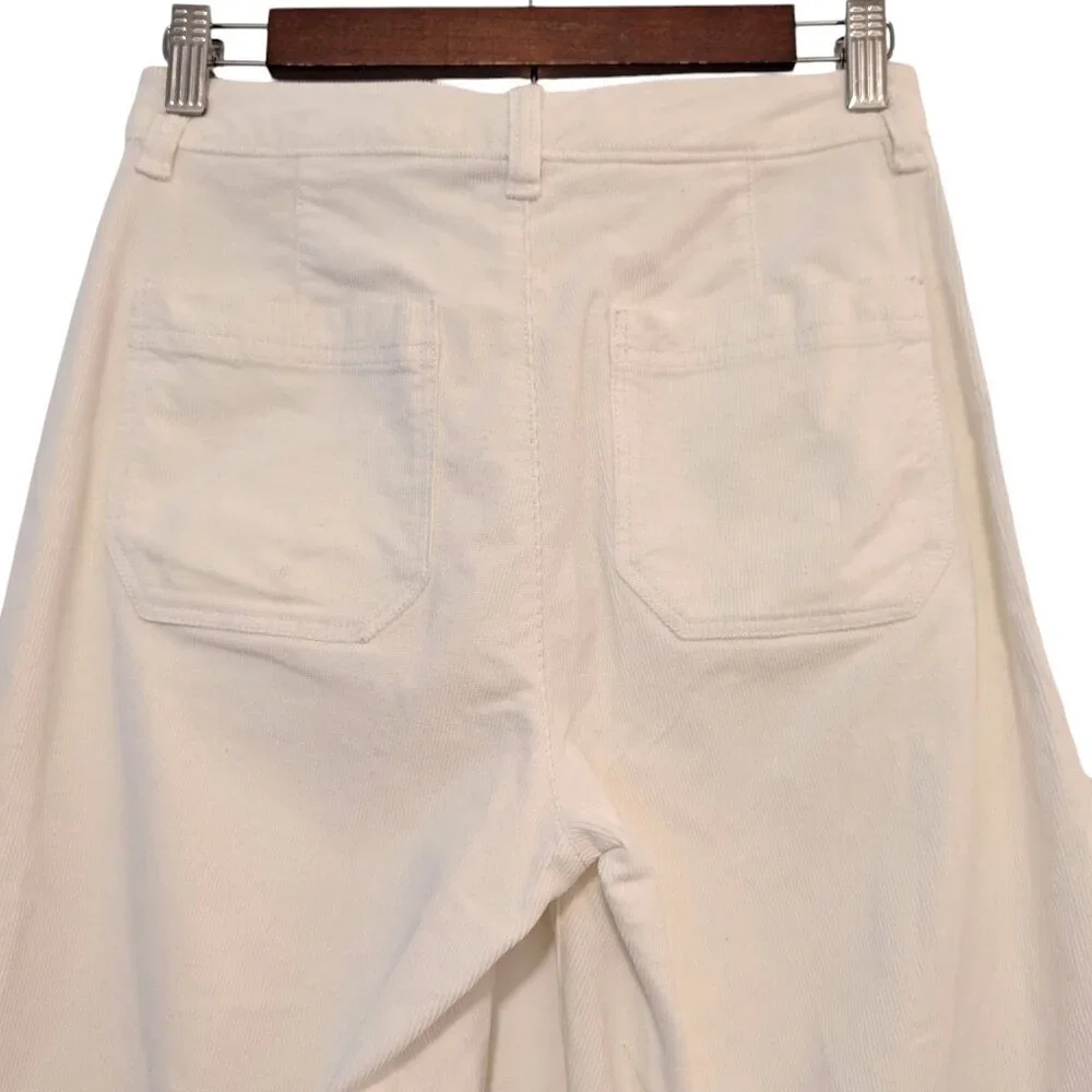 Faherty Womens Size 26 Egret White Corduroy Patch Pockets Wide Leg Pants Flaw - Picture 4 of 12